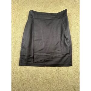 Becoming Black Asymmetrical Wrap Front Mini Skirt Size Medium Tailored Pencil